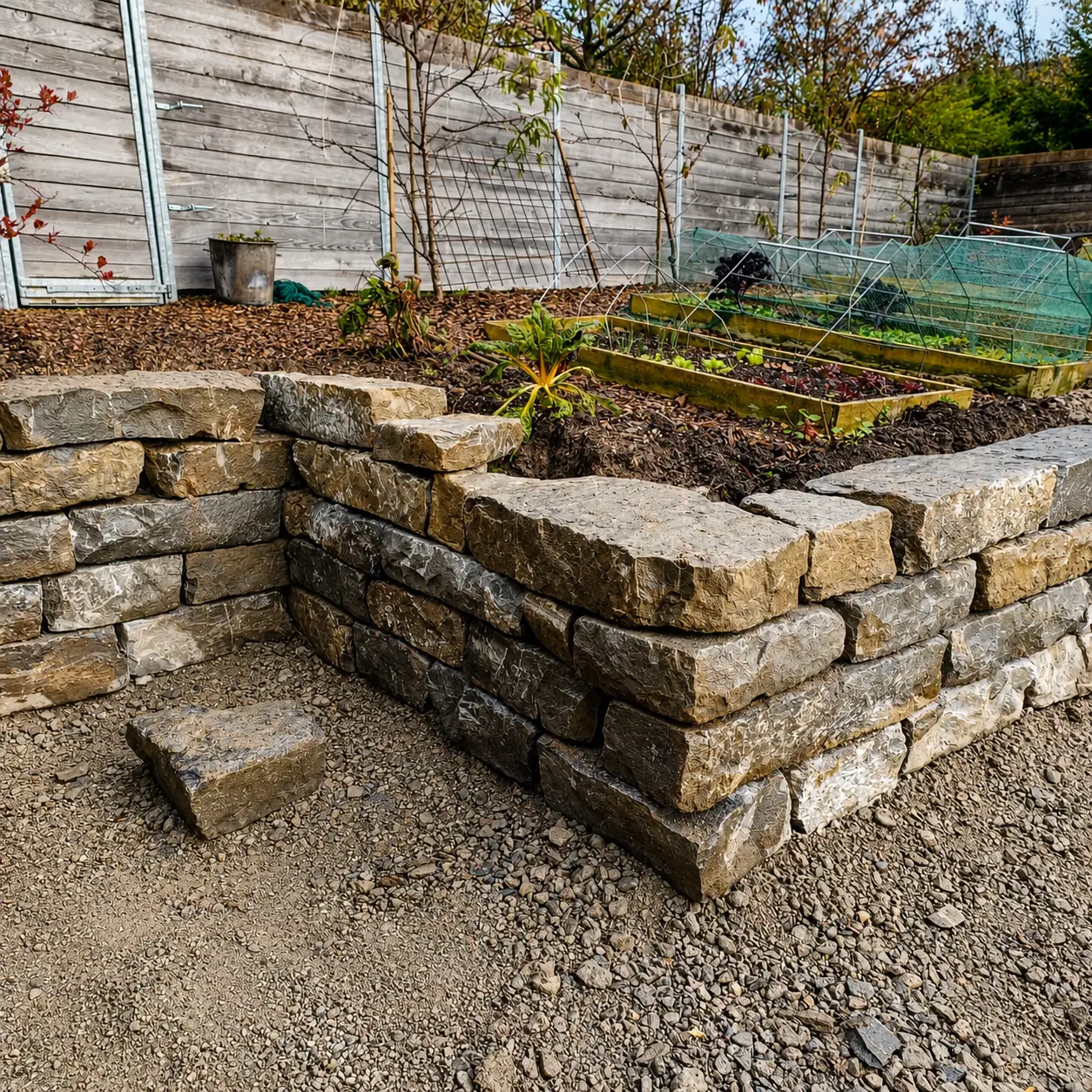 Natursteinmauer im Gartenbereich – Pool Service Stritt