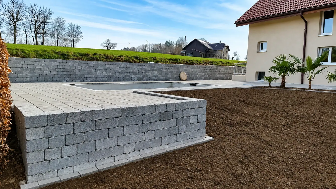 Mauer- und Terrainarbeiten – Pool Service Stritt