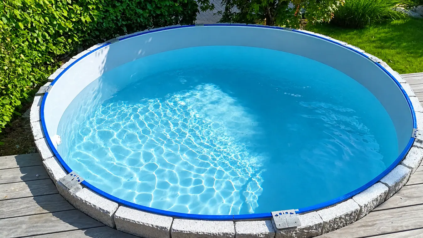 Runder Pool im Garten – Pool Service Stritt